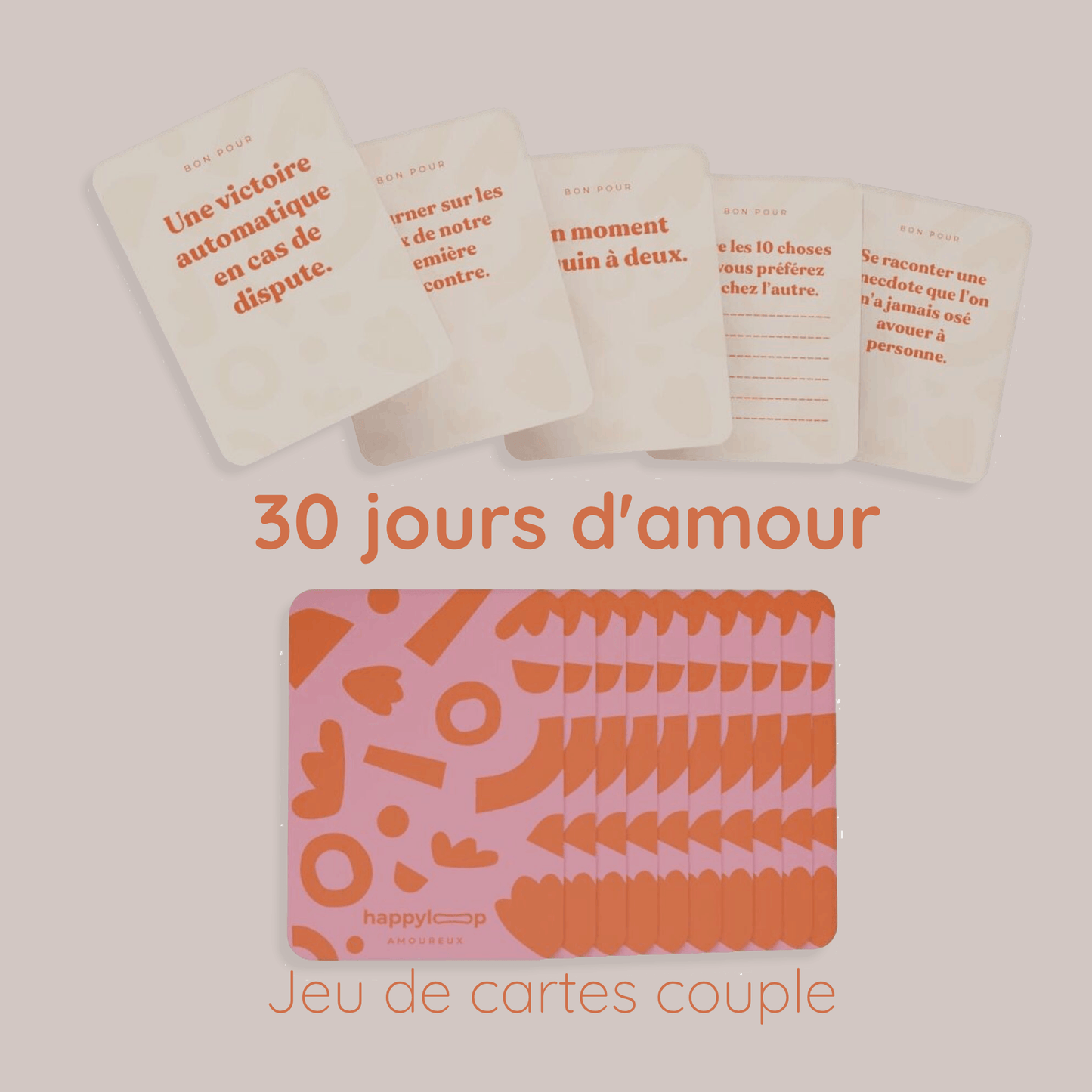 30 Jours d’amour à distribuer | Jeu de cartes | Cadeau Couple Coupons - Routinea
