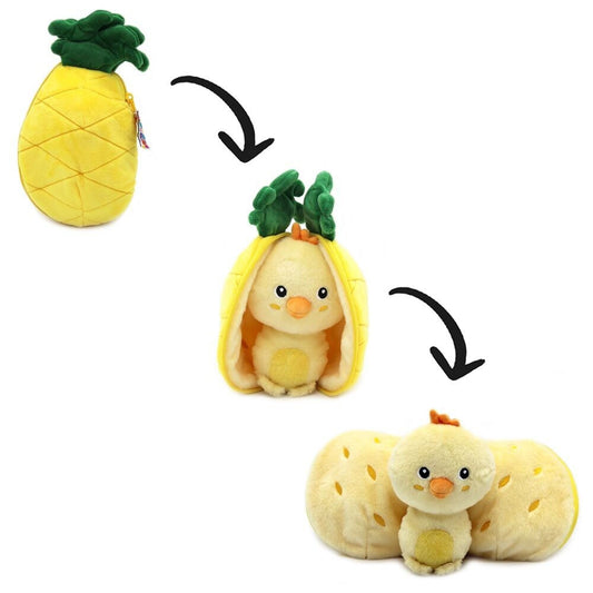 Flipetz Peluche reversible - Nugget le Poussin Ananas ou Velvet l’Éléphant Aubergine - Routinea