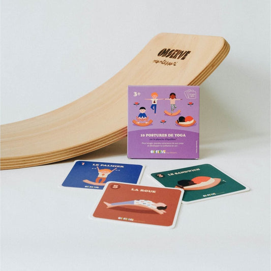 Planche d'équilibre + 10 Cartes de Yoga - Routinea