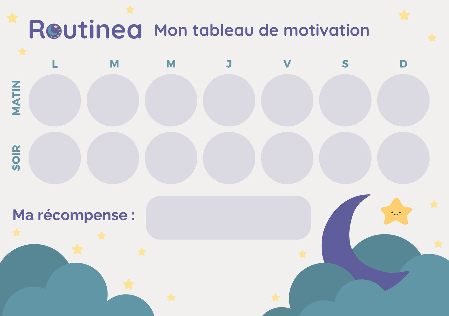 Tableau de motivation + Stickers - Routinea
