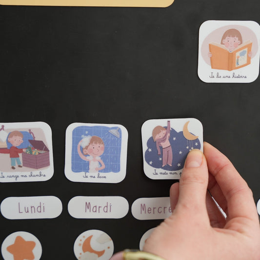 Tableau de routine du coucher enfant - Magnétique & évolutif - Routinea