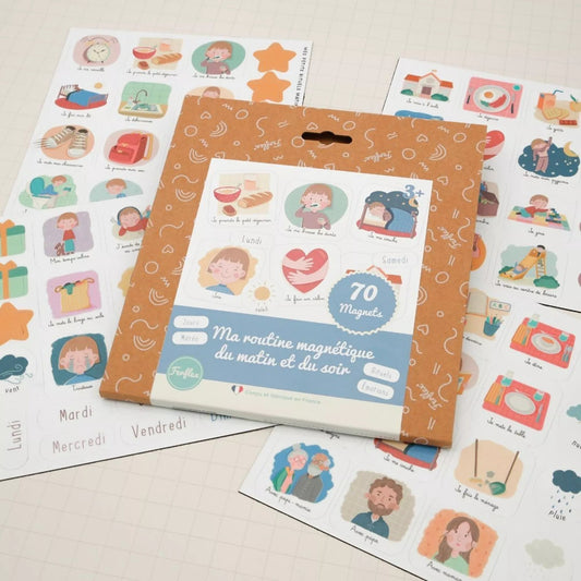 Jeu magnétique éducatif 'Ma routine magnétique du matin & du soir' (tableau en supplément) - Routinea