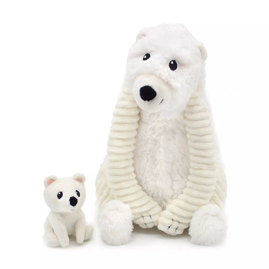 Peluche GROBIDOU L'OURS POLAIRE - Maman et bébé - 31cm - Routinea