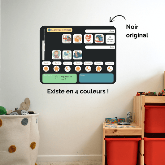 Tableau de routine enfant pour le coucher | magnétique et évolutif | Rituels du coucher 3 - 6 ans - Routinea