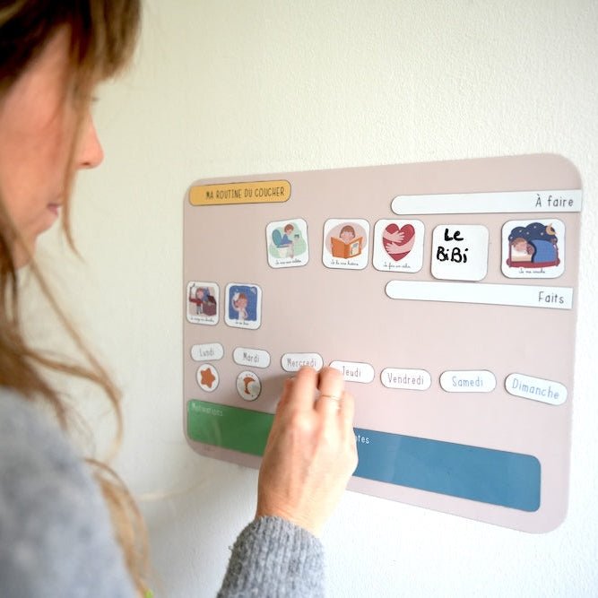 Tableau de routine enfant pour le coucher | magnétique et évolutif | Rituels du coucher 3 - 6 ans | Disponible en 4 couelurs - Routinea