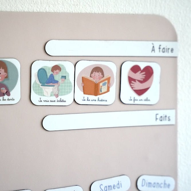 Tableau de routine enfant pour le coucher | magnétique et évolutif | Rituels du coucher 3 - 6 ans | Disponible en 4 couelurs - Routinea